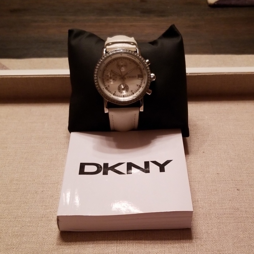 DKNY white leather watch